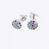 Srebrne kolczyki wysadzane kolorowymi kryształkami