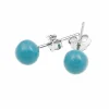 Srebrne kolczyki turkusowe kulki