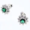 Srebrne kolczyki kwiatuszki z zieloną cyrkonią