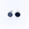 Srebrne kolczyki okrągłe z czarnym na sztyft