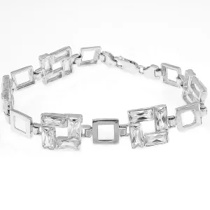 Bransoletka srebrna kwadraty z cyrkoniami