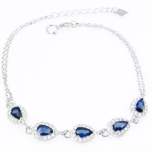 Srebrna bransoletka z szafirowymi cyrkoniami