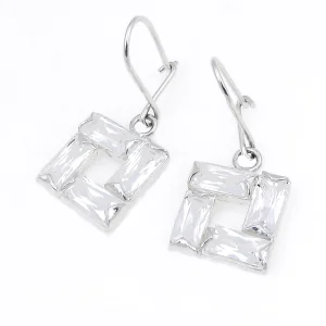 Kolczyki srebrne z cyrkoniami kwadraty