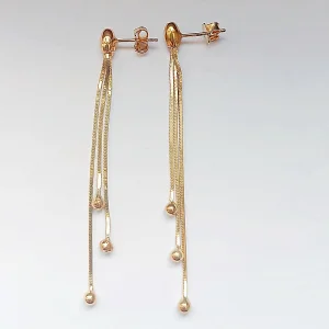 Pozłacane dłuższe kolczyki srebrne linki z kuleczkami