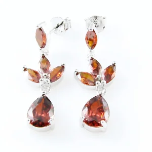 Srebrne kolczyki z cyrkoniami bordo