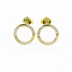 Pozłacane srebrne kolczyki kółeczka z kryształkami