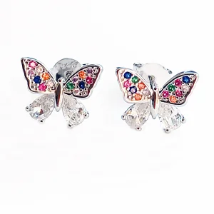 Srebrne kolczyki motylki z cyrkoniami