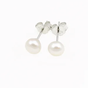 Srebrne kolczyki perełki z różową poświatą