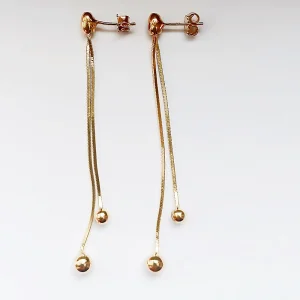 Pozłacane długie srebrne kolczyki kuleczkami