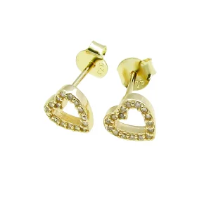 Pozłacane srebrne kolczyki serduszka z kryształkami