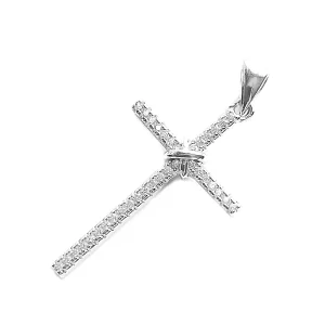 Wisiorek srebrny krzyżyk wysadzany kryształkami
