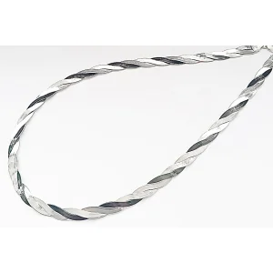 Srebrny damski naszyjnik warkocz biało czarny