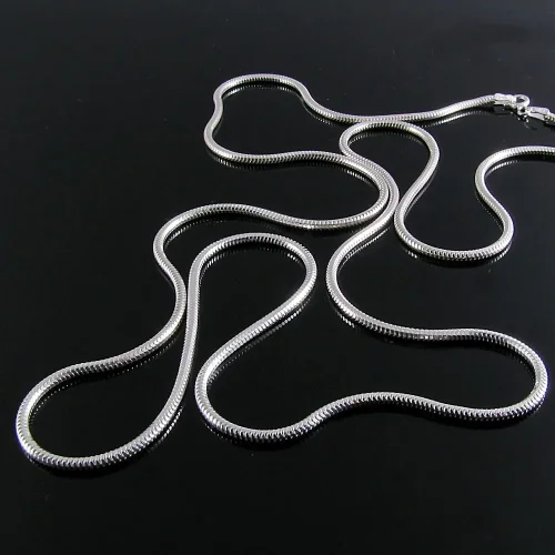 Gruby łańcuszek srebrny żmijka okrągła snake 45 cm