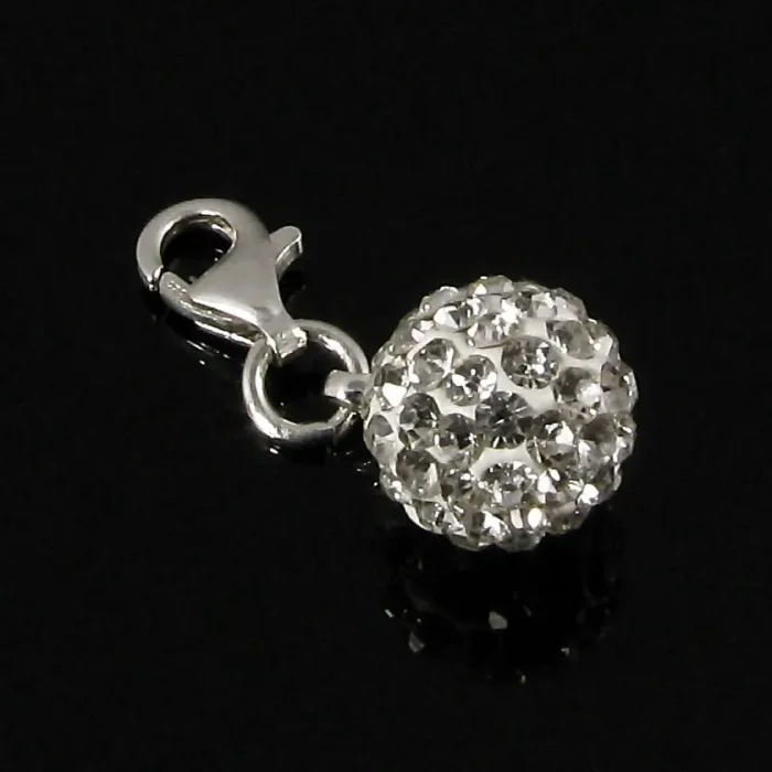Błyszcząca srebrna kulka Swarovski zawieszka do bransoletki