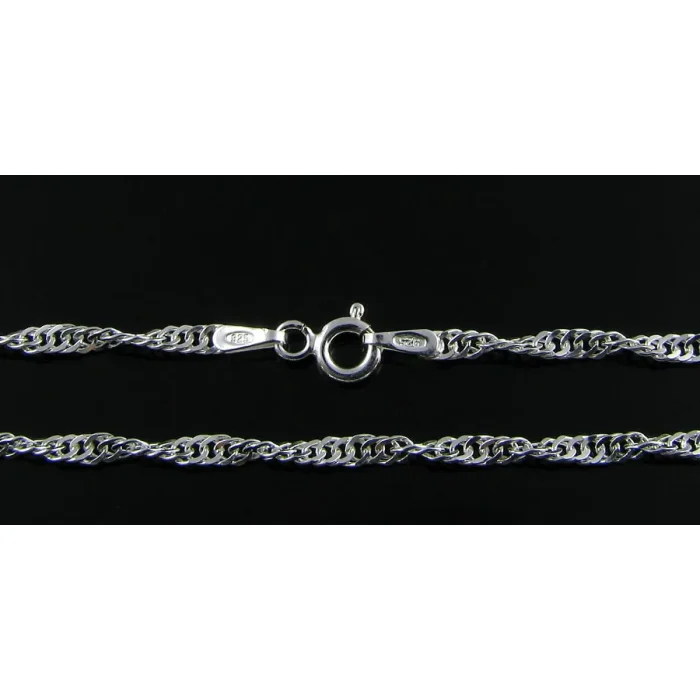 Błyszczący srebrny damski łańcuszek singapur 45 cm