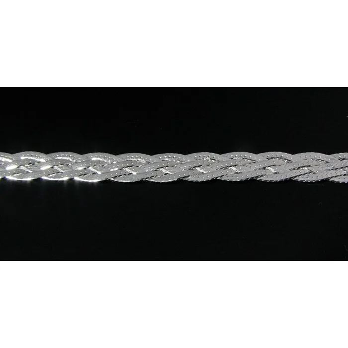 Błyszczący srebrny damski naszyjnik warkocz 50 cm