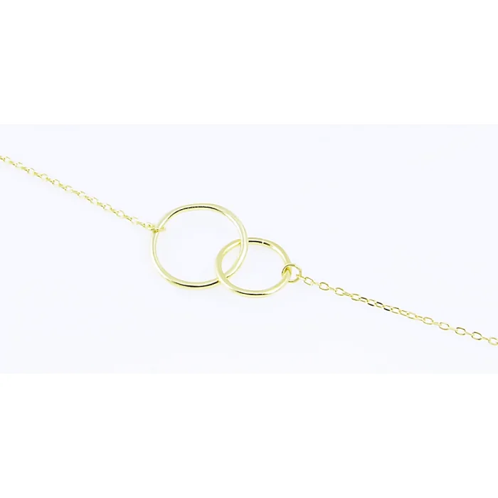 Modna srebrna bransoletka pozłacana dwa kólka