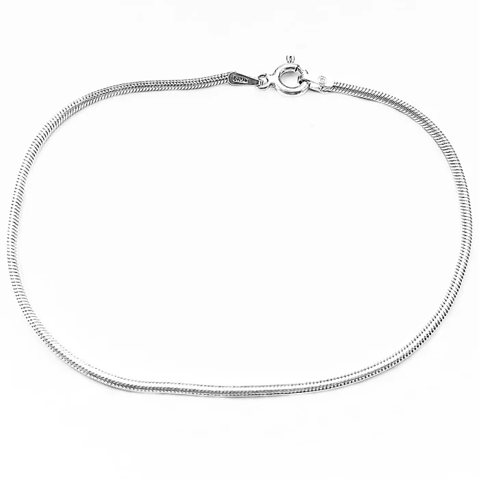 Srebrna bransoletka żmijka okrągła 19 cm
