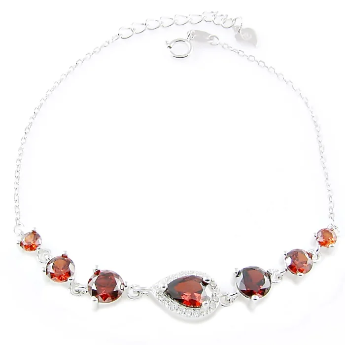 Srebrna bransoletka z cyrkoniami bordo