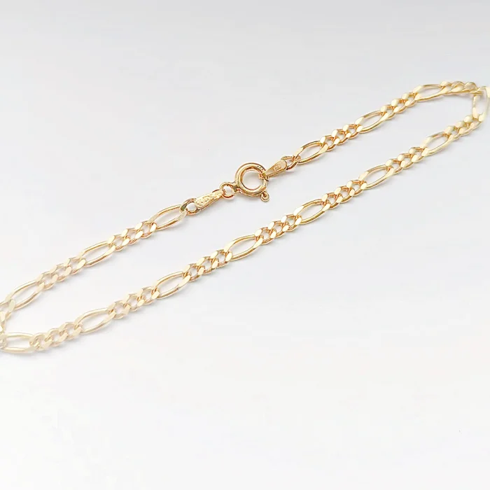 Pozłacana bransoletka srebrna figaro 20 cm