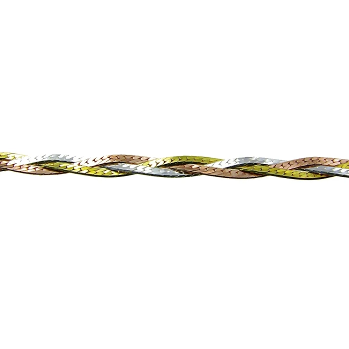 Pozłacany srebrny naszyjnik warkocz 50 cm 3 kolory