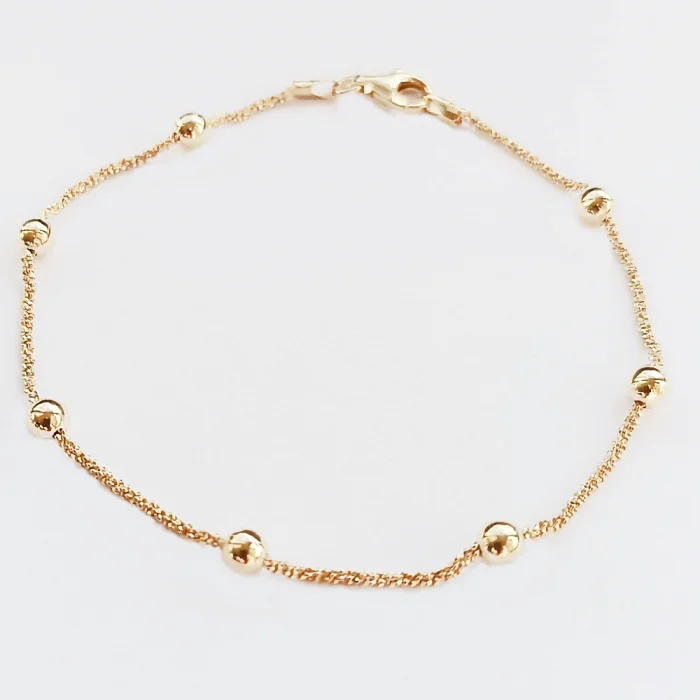 Pozłacana srebrna bransoletka daisy z kuleczkami