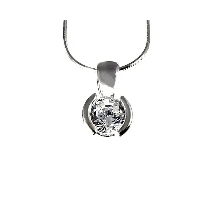 Delikatny wisiorek srebrny z białą cyrkonią