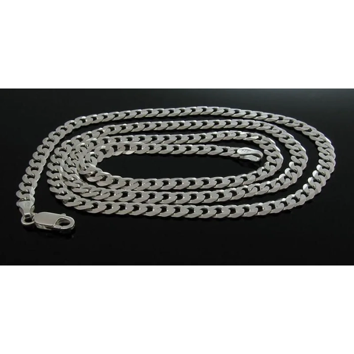 Długi błyszczący męski srebrny łańcuszek pancerka 60 cm