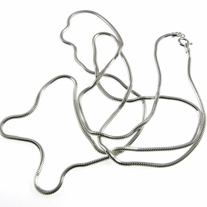 Długi srebrny łańcuszek żmijka okrągła snake 80 cm