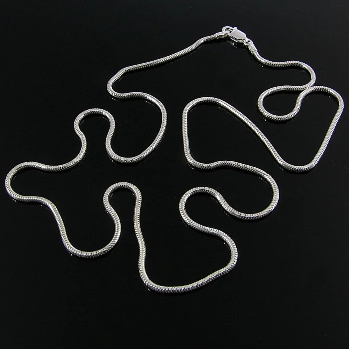 Długi srebrny łańcuszek żmijka okrągła snake 80 cm