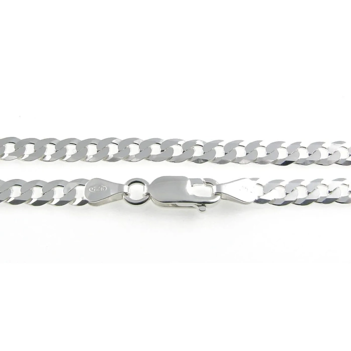 Dłuższy błyszczący męski srebrny łańcuszek pancerka 55 cm