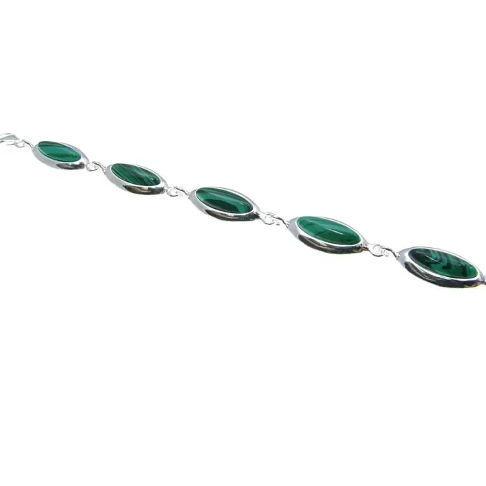 Elegancka bransoletka srebrna z malachitami