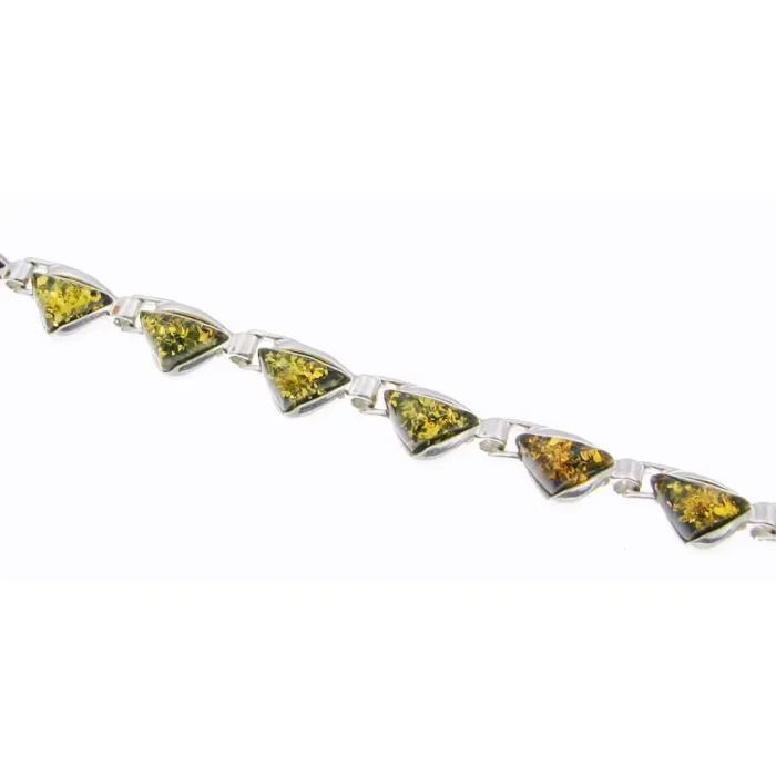 Elegancka srebrna bransoletka z bursztynami