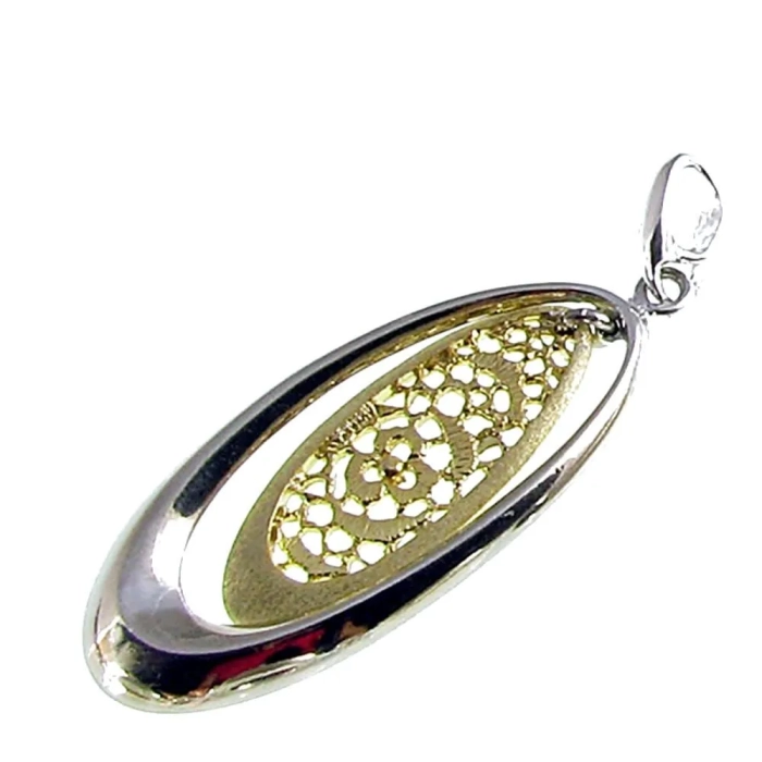 Elegancki srebrny wisiorek pozłacany, rodowane srebro pr 925