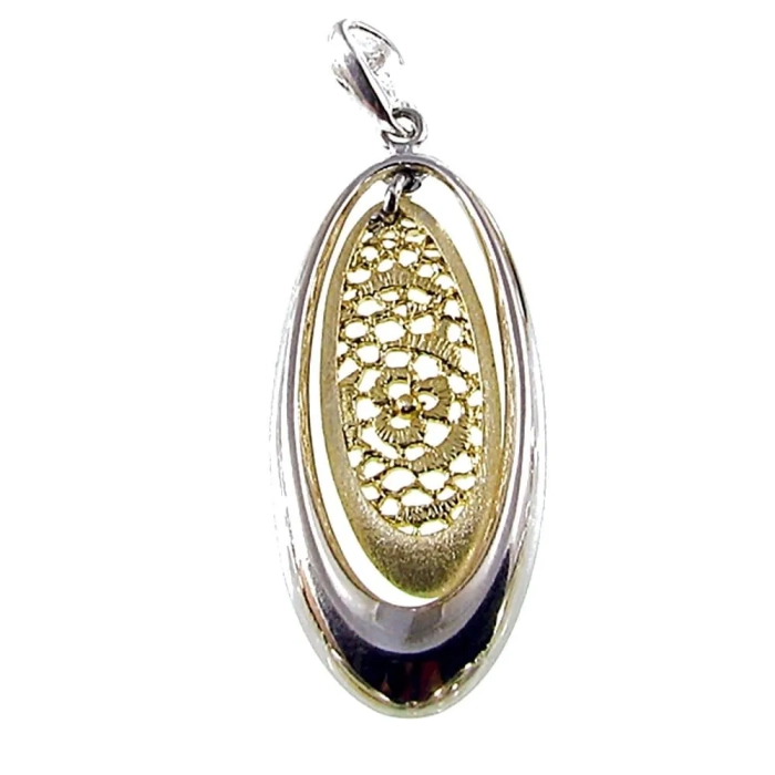 Elegancki srebrny wisiorek pozłacany, rodowane srebro pr 925