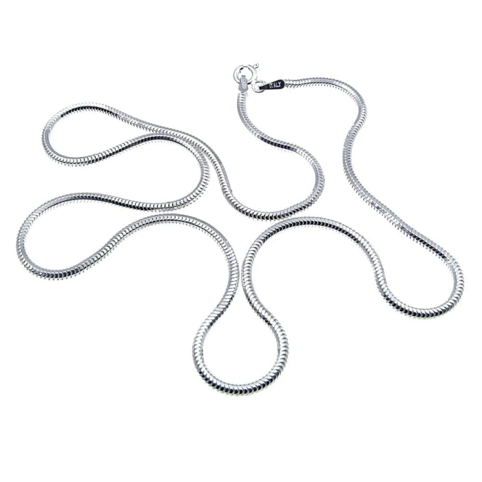 Gruby łańcuszek srebrny żmijka okrągła snake 50 cm