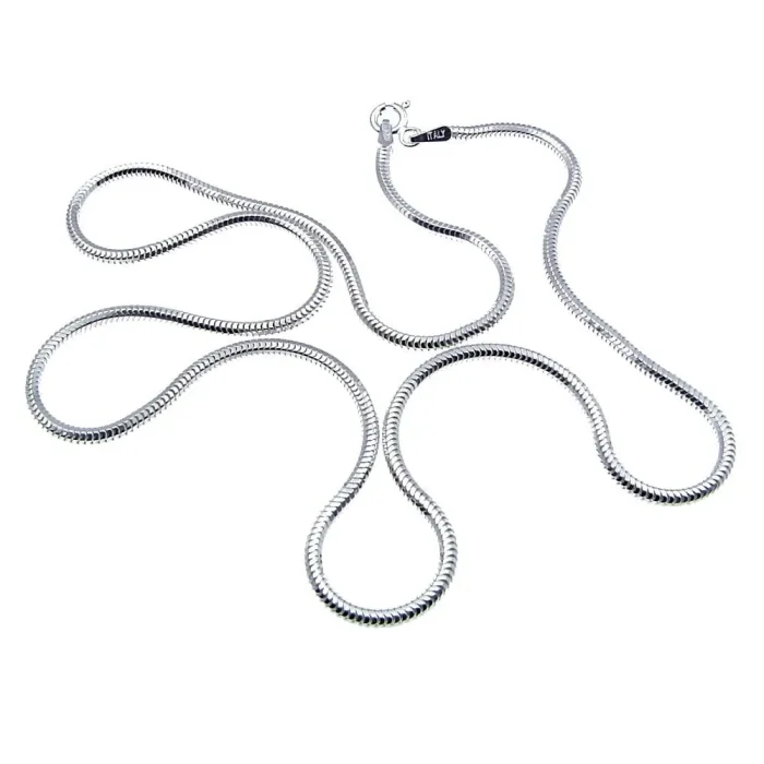 Gruby łańcuszek srebrny żmijka okrągła snake 55 cm