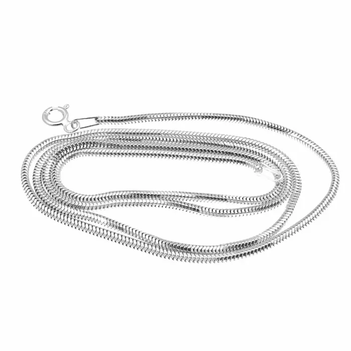 Grubszy łańcuszek srebrny żmijka okrągła snake 60 cm