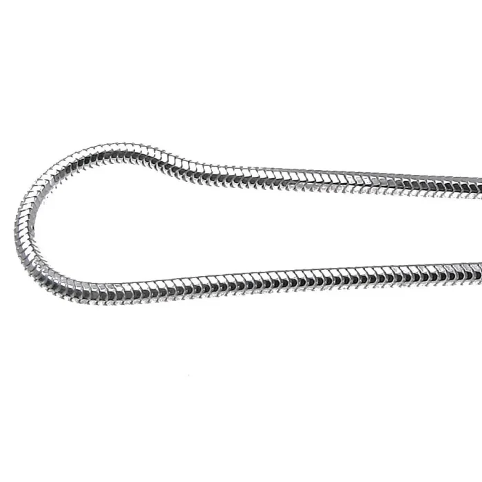 Grubszy łańcuszek srebrny żmijka okrągła snake 60 cm