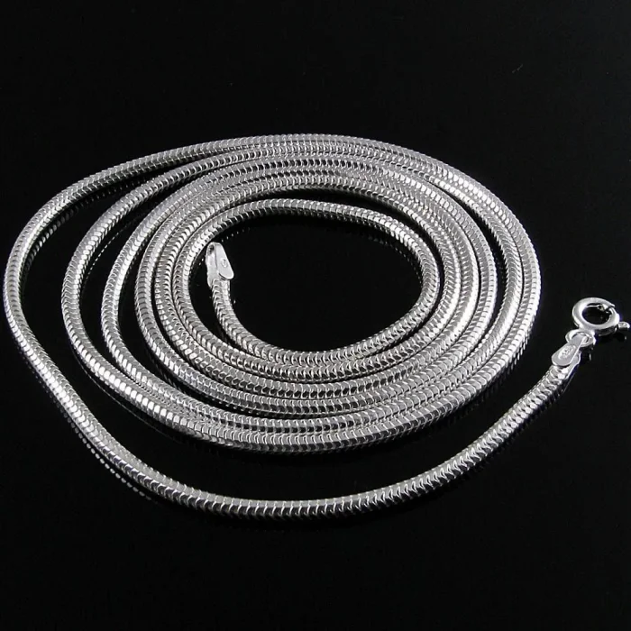 Grubszy łańcuszek srebrny żmijka okrągła snake 60 cm