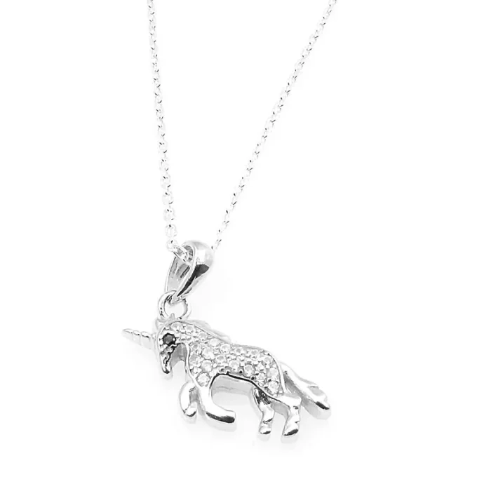 Jednorożec z kryształkami na łańcuszku 45 cm