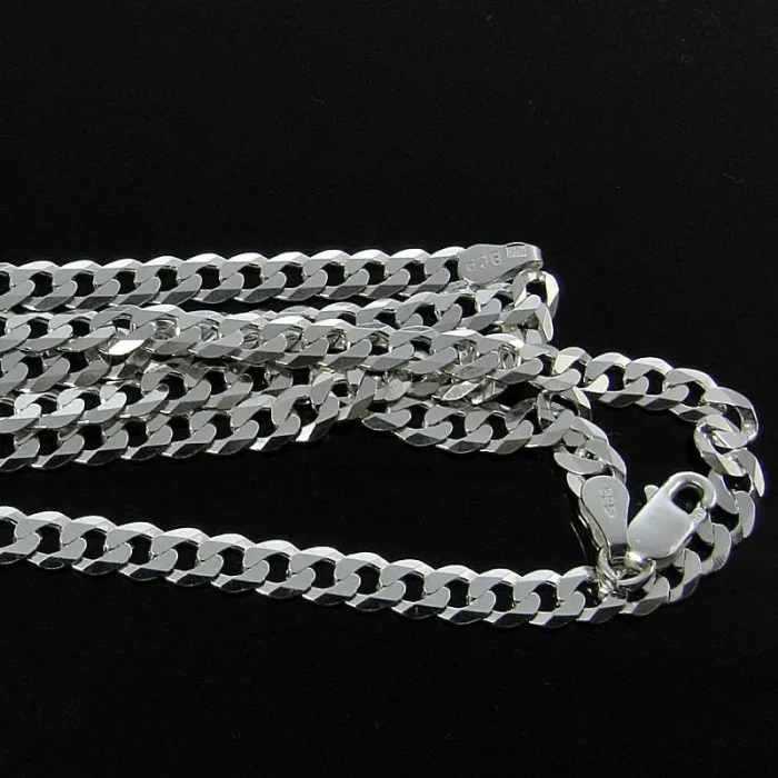 Klasyczny męski srebrny łańcuszek pancerka 50 cm, 5 mm