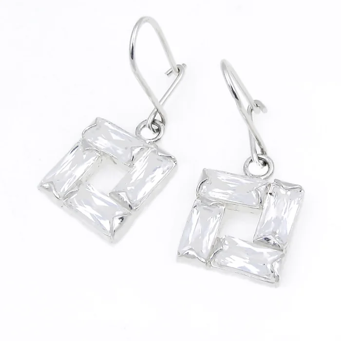 Kolczyki srebrne z cyrkoniami kwadraty