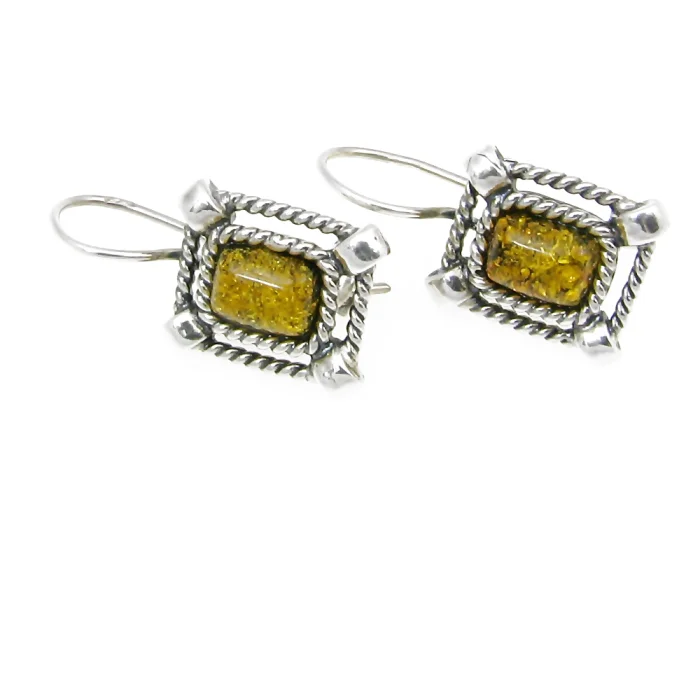 Kolczyki srebrne z bursztynami