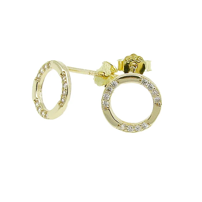 Pozłacane srebrne kolczyki kółeczka z kryształkami