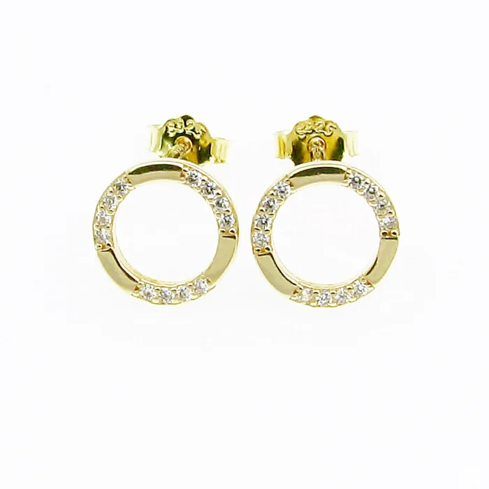 Pozłacane srebrne kolczyki kółeczka z kryształkami