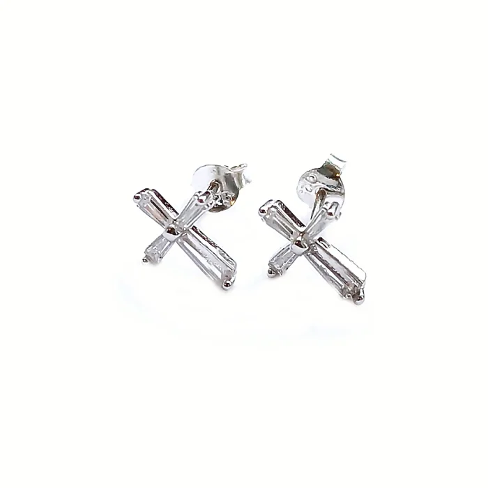 Kolczyki srebrne krzyżyki z kryształkami