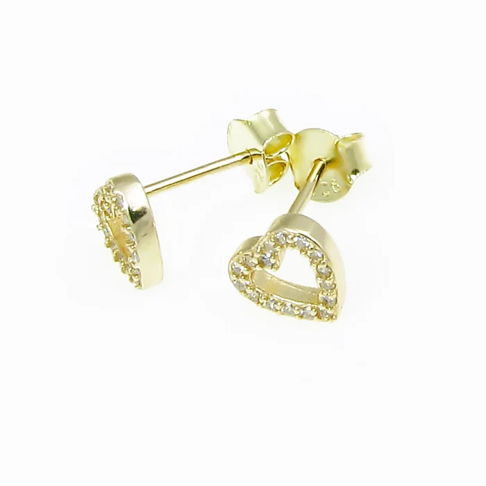 Pozłacane srebrne kolczyki serduszka z kryształkami