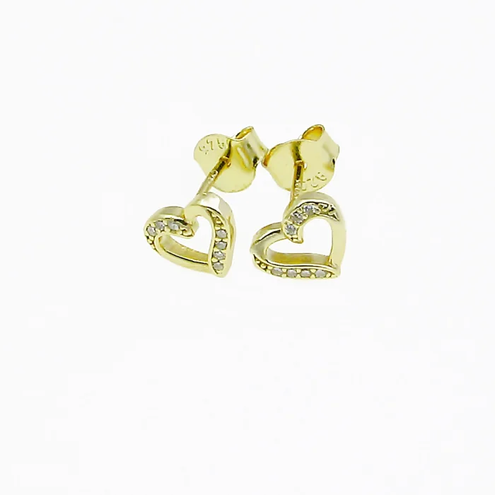 Pozłacane srebrne kolczyki serduszka