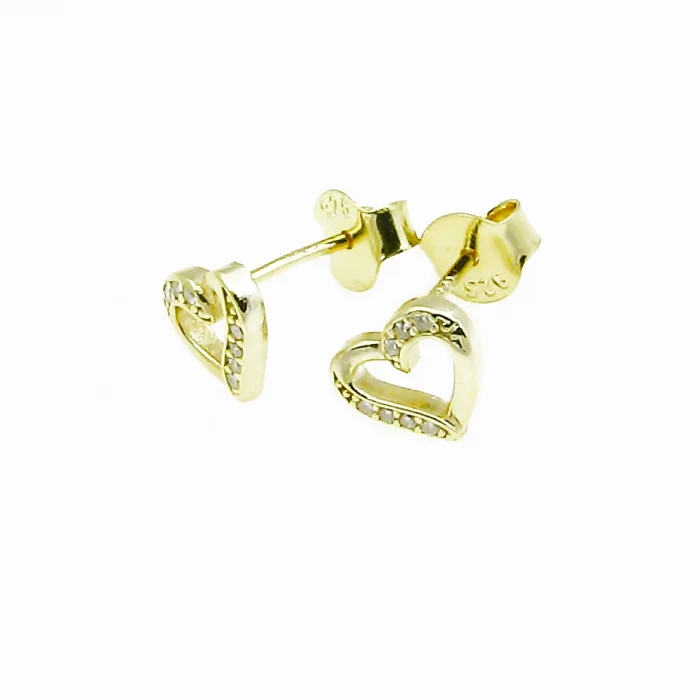 Pozłacane srebrne kolczyki serduszka